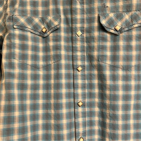Cody James Men’s Sm Blue Gray Plaid Western Diamond Pearl Snap Button Up Shirt - Picture 7 of 12